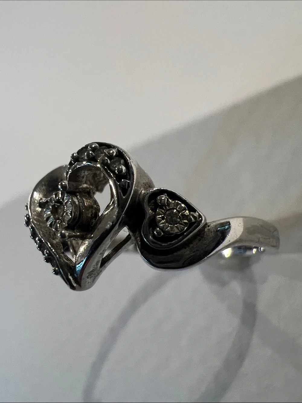 Sterling Silver Heart Ring with 1/20 ct diamond weight